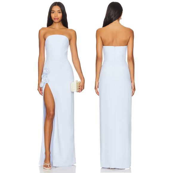 Amanda Uprichard Wolfe Gown Strapless Rossette Formal Gala Party Prom Party Sz L